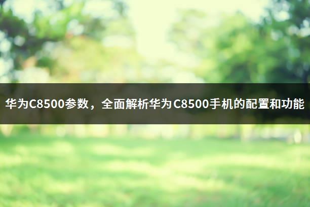 华为C8500参数，全面解析华为C8500手机的配置和功能-1